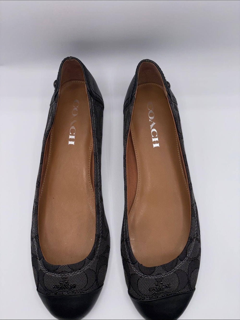 Coach Black Signature Canvas Cap-Toe Ballet Flats - Picture 4 of 10